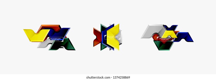 Modern geometric shapes abstract background or logo element. Dynamic color design. Vector illustration