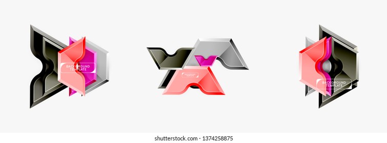 Modern geometric shapes abstract background or logo element. Dynamic color design. Vector illustration