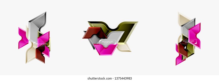 Modern geometric shapes abstract background or logo element. Dynamic color design. Vector illustration