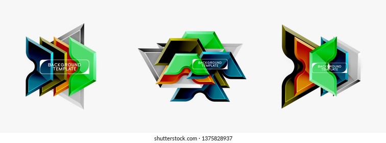 Modern geometric shapes abstract background or logo element. Dynamic color design. Vector illustration