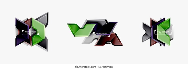 Modern geometric shapes abstract background or logo element. Dynamic color design. Vector illustration