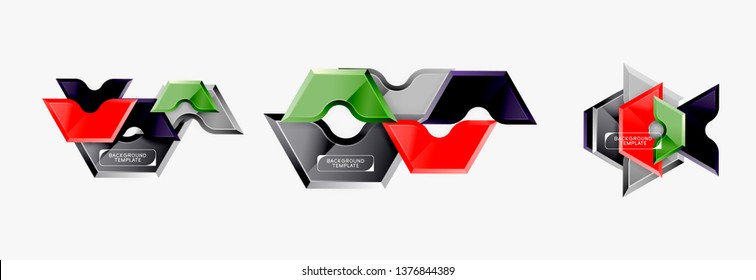 Modern geometric shapes abstract background or logo element. Dynamic color design. Vector illustration