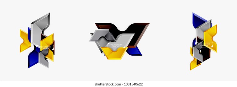 Modern geometric shapes abstract background or logo element. Dynamic color design. Vector illustration