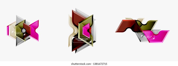Modern geometric shapes abstract background or logo element. Dynamic color design. Vector illustration