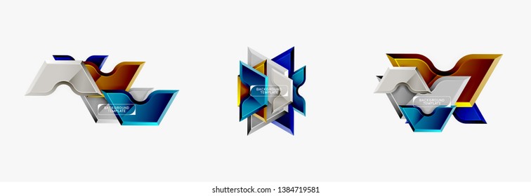 Modern geometric shapes abstract background or logo element. Dynamic color design. Vector illustration