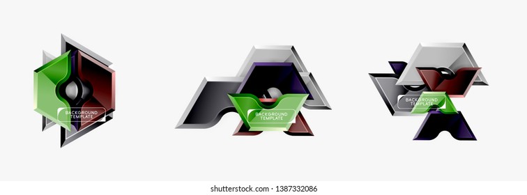 Modern geometric shapes abstract background or logo element. Dynamic color design. Vector illustration