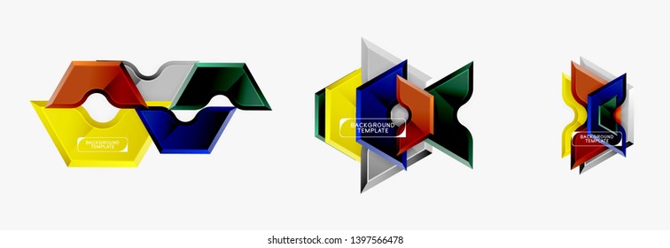 Formas geométricas modernas de fondo abstracto o elemento de logotipo. Diseño de color dinámico. Ilustración del vector