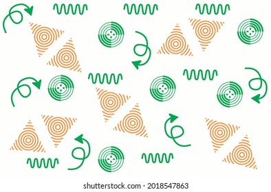 Modern geometric shapes. Arrows, triangular shape. Circle triangle. Abstract vector illustration. Print fabric textile cloth. Trendy backdrop creative background. Decor decorative paper Concept poster