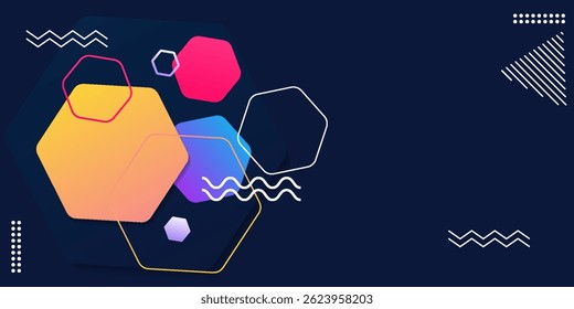 Modern geometric shapes background with hexagon. vector illustration