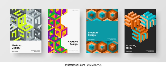 Conjunto de plantillas de folletos de formas geométricas modernas. Cubierta de catálogo simple conjunto de conceptos vectoriales de diseño A4.