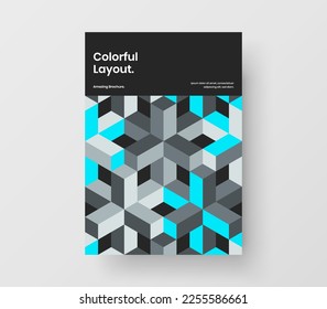 Modern geometric shapes catalog cover concept. Clean handbill vector design layout.