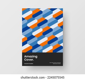 Modern geometric shapes corporate cover layout. Vivid pamphlet design vector template.