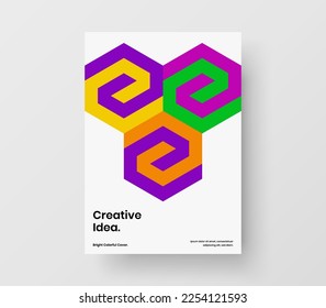 Modern geometric shapes flyer layout. Unique front page vector design concept.
