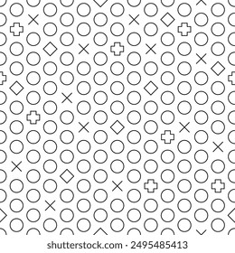 Moderne geometrische Formen funky Muster. Abstraktes Nahtlosmuster. Coole Line Art Modedruck Design. Schwarz auf weißem Hintergrund.