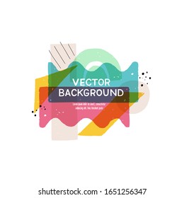 Modern geometric shapes layout with hand drawn elements. Vibrant colored abstract banner with copy space. Overlapping bright simple wavy shapes template for cover, apparel, social media, blog, leaflet