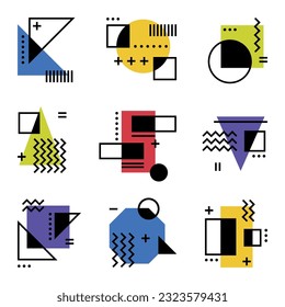 Modern Geometric Shapes in Minimal Style and Basic Forms Vector Composition Set
