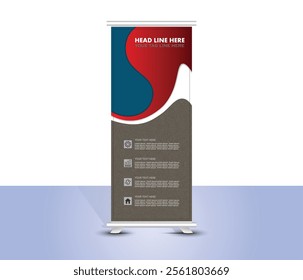 Modern geometric shapes roll up banner template design, ad banner, cover banner, display, pull banner desig