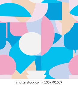 Modern geometric shapes seamless pattern.  Creative abstract vector illustration. Contemporary geometry background