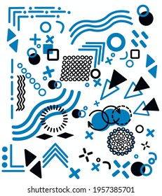 Modern geometric shapes. Square, triangular shape. Circle triangle. Abstract vector illustration. Print fabric textile cloth. Trendy backdrop creative background. Decor decorative paper Concept poster