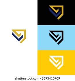 Concepto de logotipo de escudo geométrico moderno	