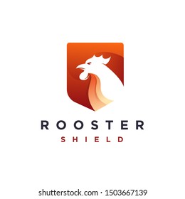 Modern geometric shield and rooster logo icon vector template on white background