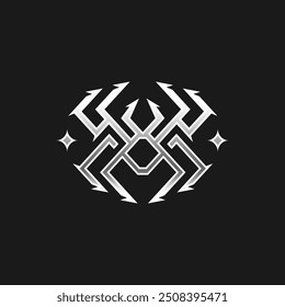 modern geometric spider logo line, abstract venomous line spider, tribal tattoo design graphic illustration symbol in trendy outline design