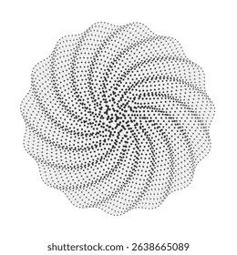 Modern geometric spiral mesh pattern forms a circular abstract shape ideal for technology backgrounds, science visuals, or digital art projects isolated on white background vector illustration