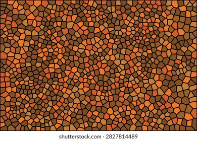 Modern geometric stained glass pattern in warm orange and brown tones perfect for autumnal themed design backgrounds.