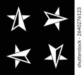 Modern Geometric Star Compass Icons Set Black and White Minimal Design Vector