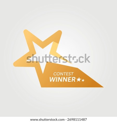 Modern geometric star icon with dynamic arrow shape for business branding, golden flat vector isolated.