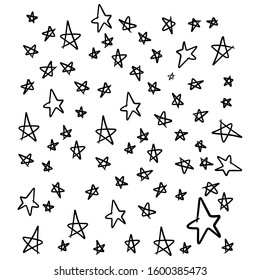 Modern geometric star pattern, stars outline, roughly hand drawn, handmade background texture EPS Vector