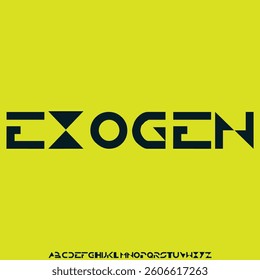 Modern geometric stencil type alphabet display font vector. Creative futuristic typeface