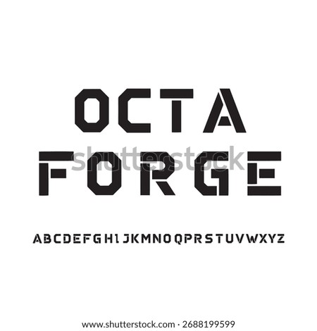 Modern geometric stencil type alphabet display font vector, Creative futuristic typeface, A to Z all alphabet