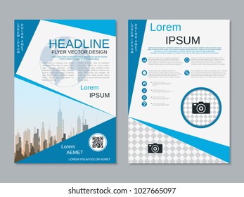 Modern geometric style business two-sided flyer, booklet, brochure cover, annual report vector design template