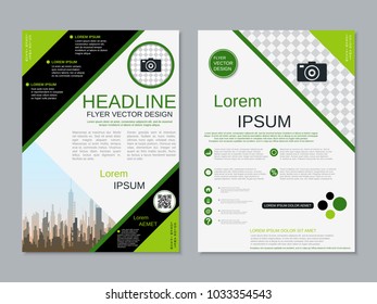 Modern geometric style business two-sided flyer, booklet, brochure cover, annual report vector design template