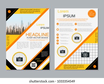 Modern geometric style business two-sided flyer, booklet, brochure cover, annual report vector design template
