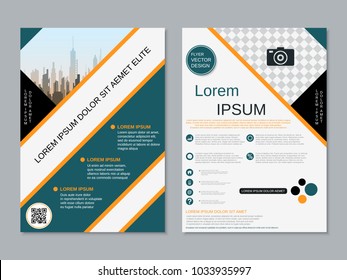 Modern geometric style business two-sided flyer, booklet, brochure cover, annual report vector design template