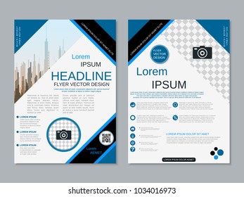 Modern geometric style business two-sided flyer, booklet, brochure cover, annual report vector design template