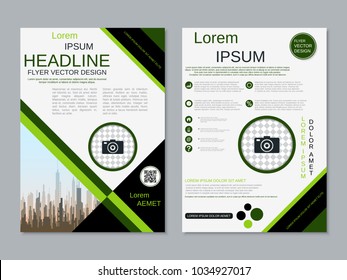 Modern geometric style business two-sided flyer, booklet, brochure cover, annual report vector design template