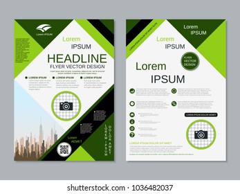 Modern geometric style business two-sided flyer, booklet, brochure cover, annual report vector design template