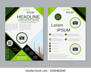 Modern geometric style business two-sided flyer, booklet, brochure cover, annual report vector design template