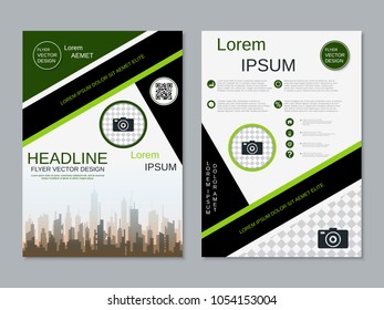 Modern geometric style business two-sided flyer, booklet, brochure cover, annual report vector design template