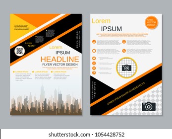 Modern geometric style business two-sided flyer, booklet, brochure cover, annual report vector design template