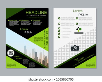 Modern geometric style business two-sided flyer, booklet, brochure cover, annual report vector design template