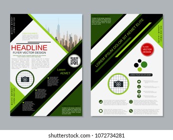 Modern geometric style business two-sided flyer, booklet, brochure cover, annual report vector design template