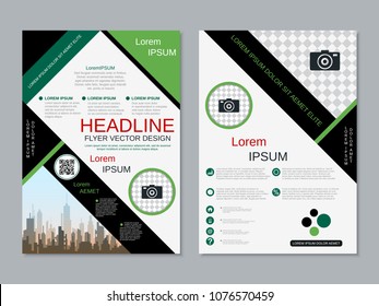 Modern geometric style business two-sided flyer, booklet, brochure cover, annual report vector design template