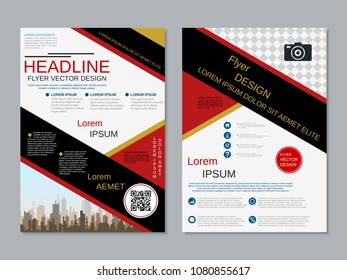 Modern geometric style business two-sided flyer, booklet, brochure cover, annual report vector design template