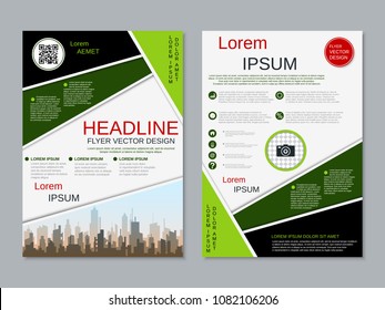 Modern geometric style business two-sided flyer, booklet, brochure cover, annual report vector design template