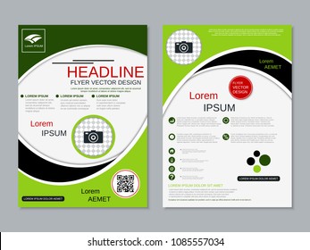 Modern geometric style business two-sided flyer, booklet, brochure cover, annual report vector design template