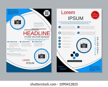 Modern geometric style business two-sided flyer, booklet, brochure cover, annual report vector design template